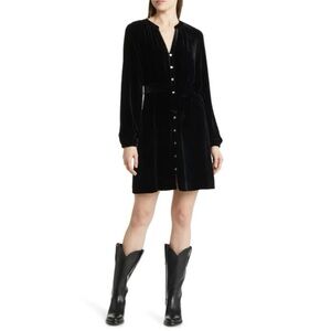 Faherty Naomi Black Velvet Dress